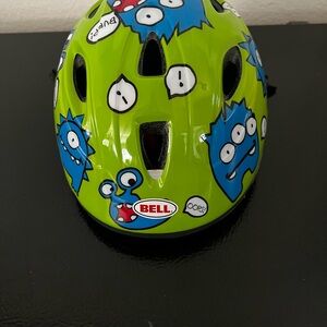 BELL Kids Helmet - Green with Blue Monster Design